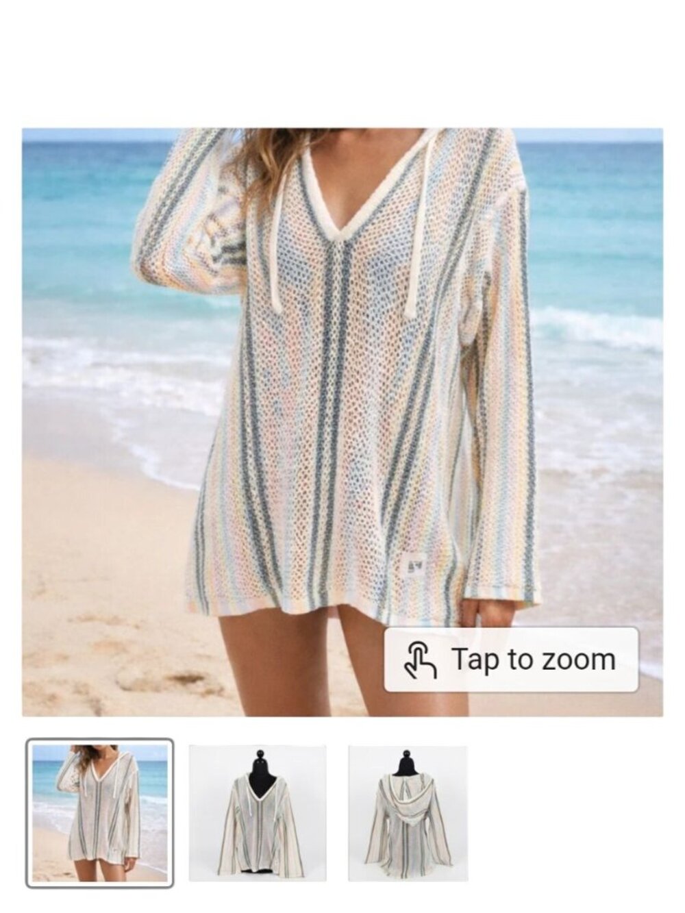 Buc-ees Baja Hoodie XL Pastel Stripe Lightweight Swimsuit Cover Up NWOT Women's